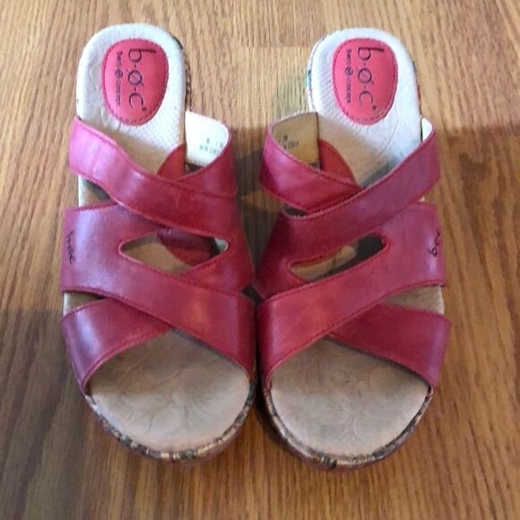 Boc red leather wedges sz 39 - Picture 2 of 7